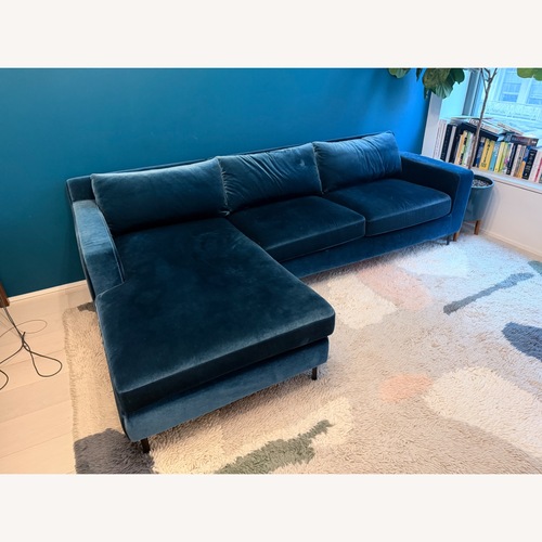 Used Rove Concepts Sophia Blue Velvet 2 Piece Sectional for sale on AptDeco