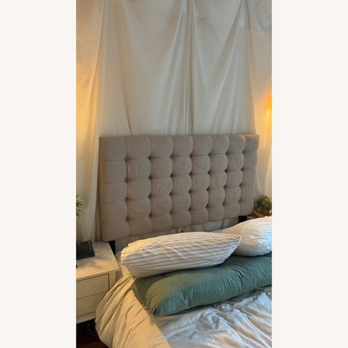 Used Walmart Tufted Grey Fabric Headboard for sale on AptDeco