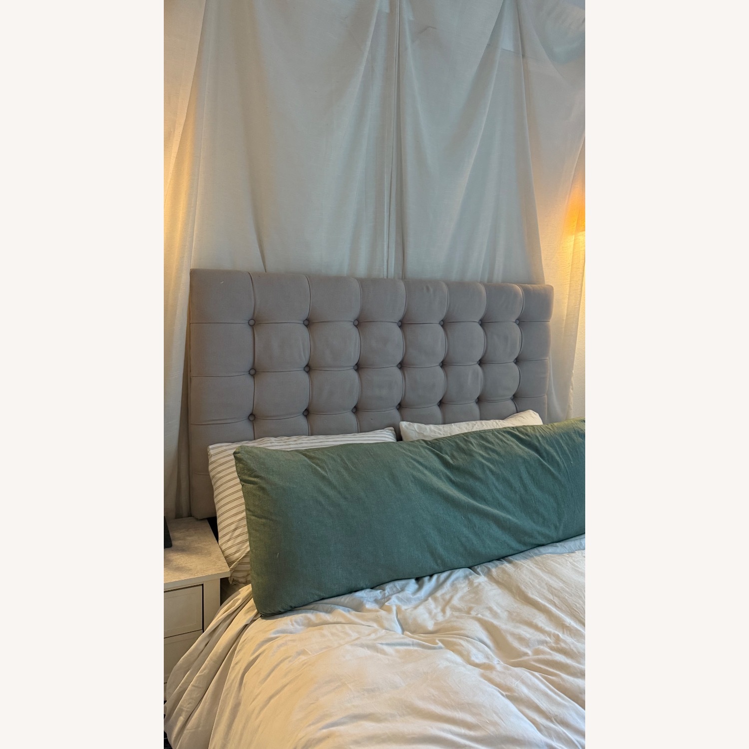 Walmart Tufted Grey Fabric Headboard - image-1