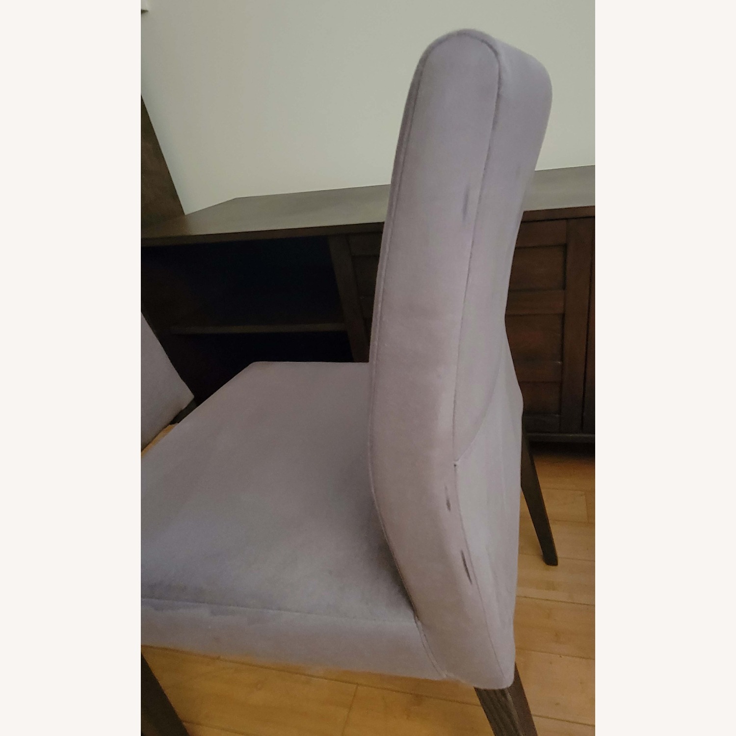 Crate & Barrel Monterey Gray Fabric Dining Chairs - image-7