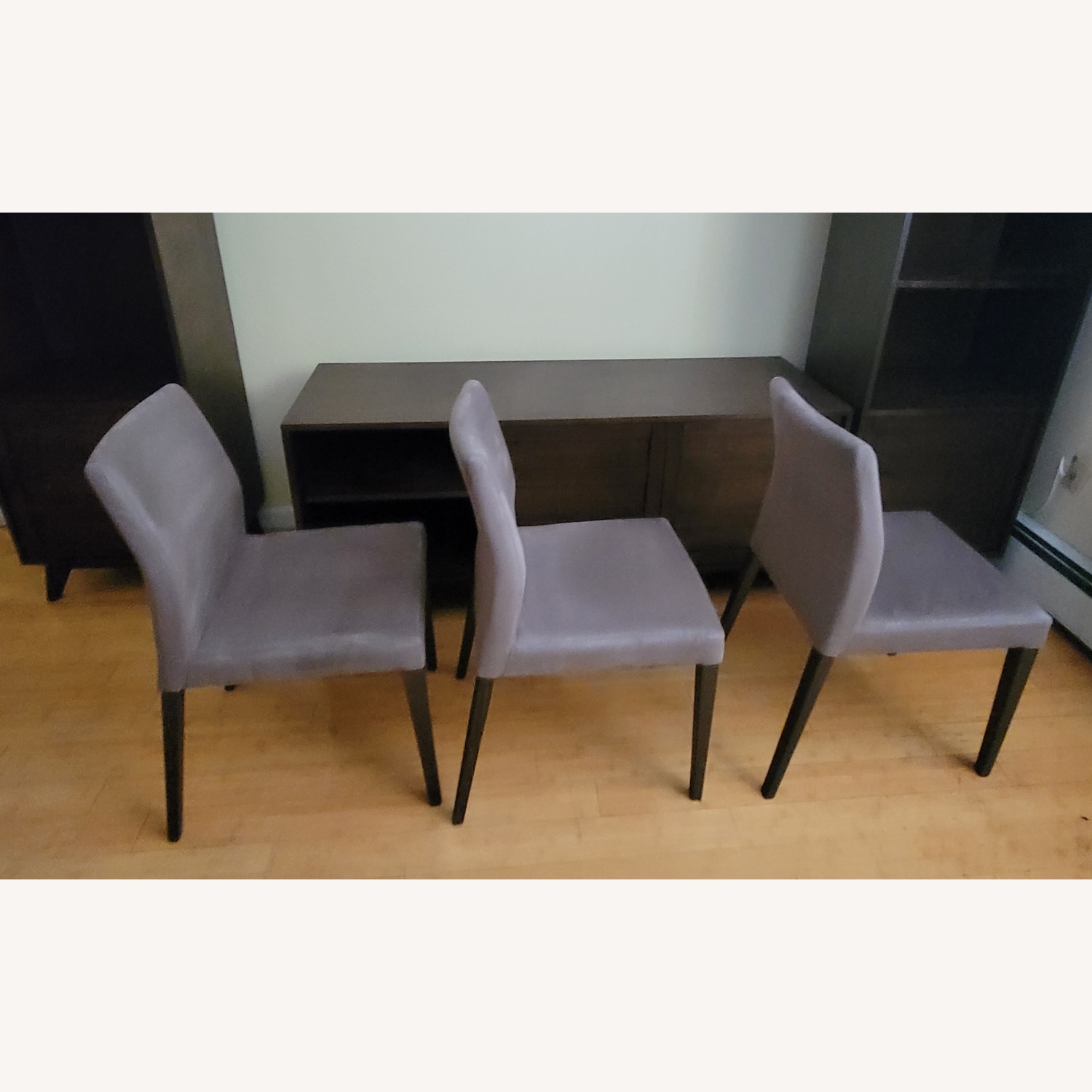 Crate & Barrel Monterey Gray Fabric Dining Chairs - image-4