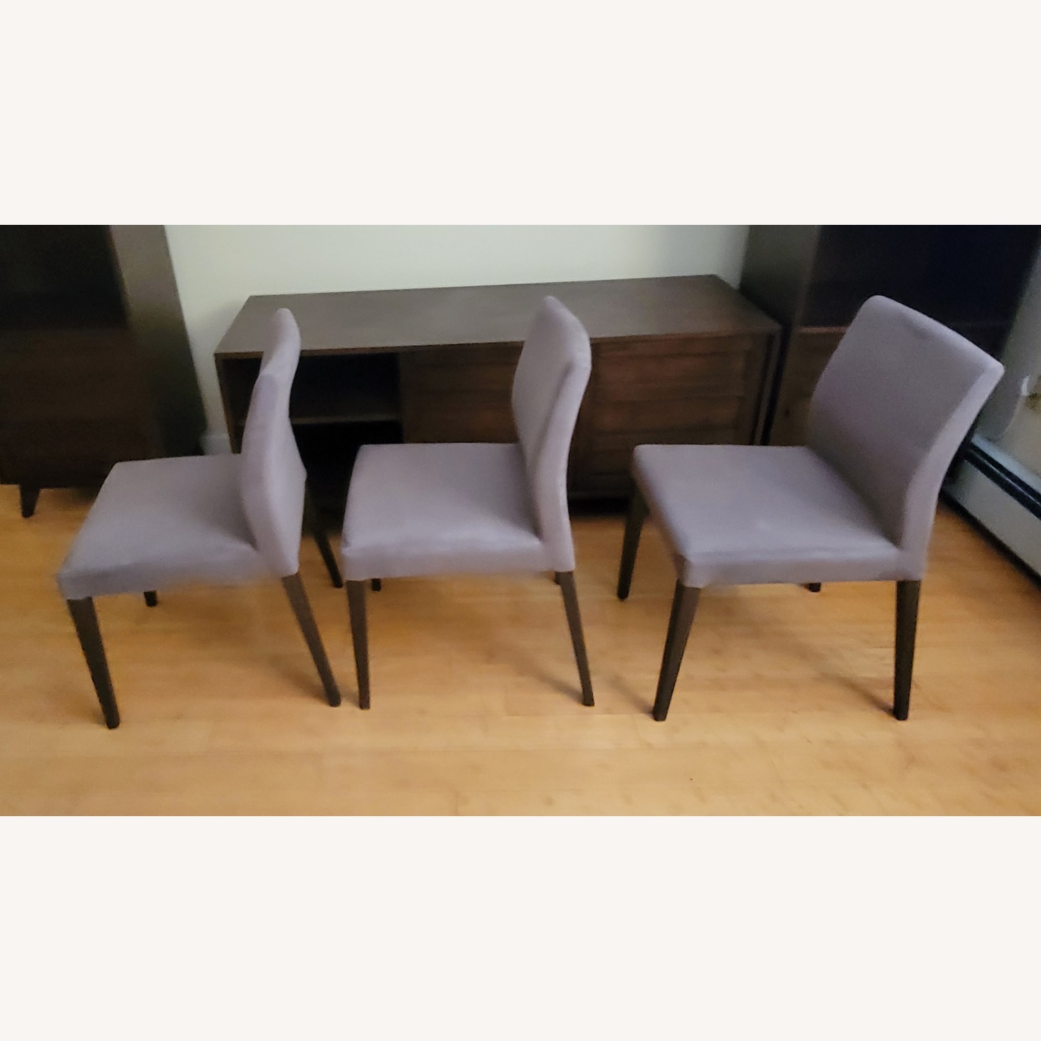 Crate & Barrel Monterey Gray Fabric Dining Chairs - image-5