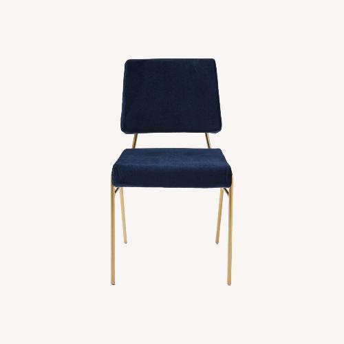 Used West Elm Blue Fabric Wire Frame Dining Chairs for sale on AptDeco