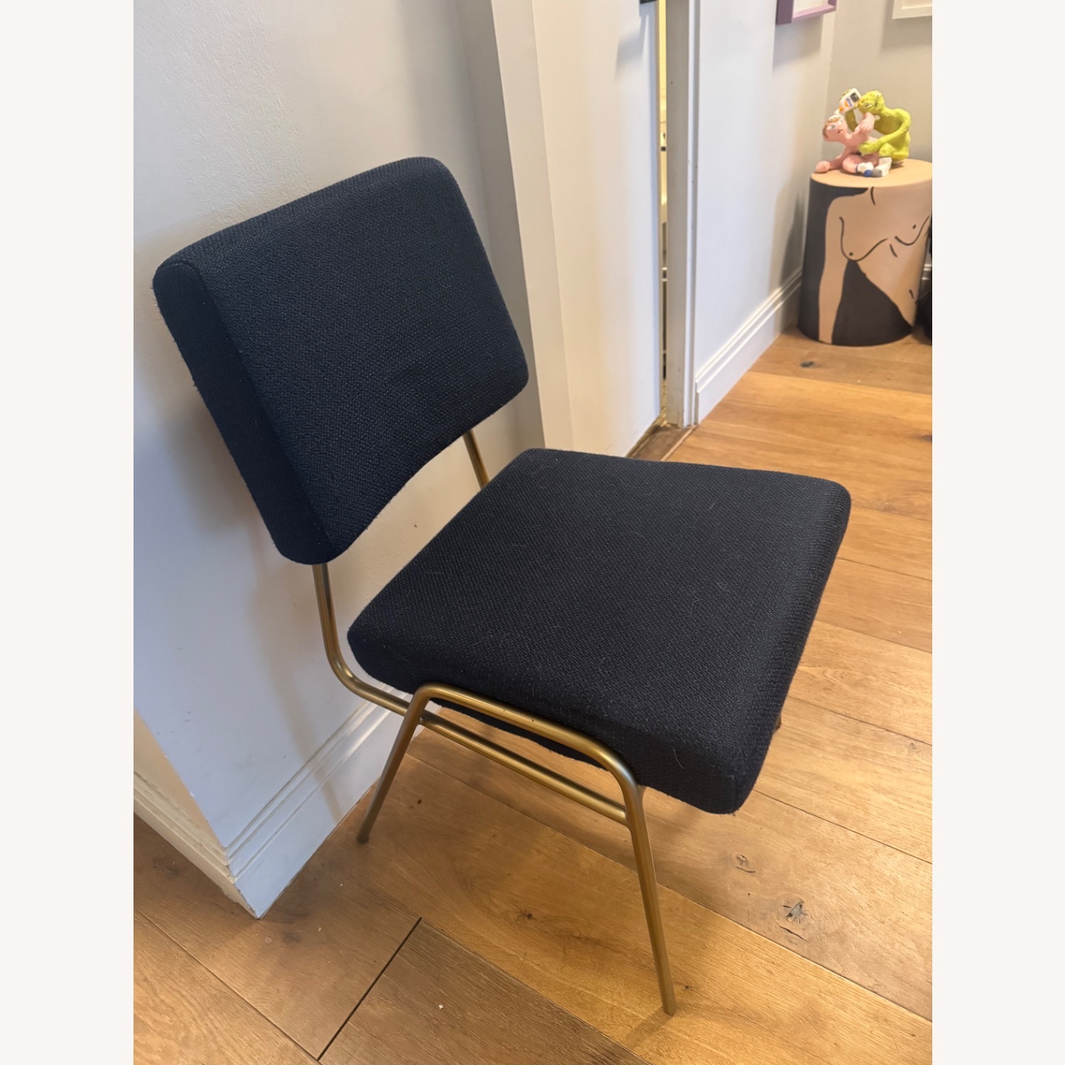 West Elm Blue Fabric Wire Frame Dining Chairs - image-4