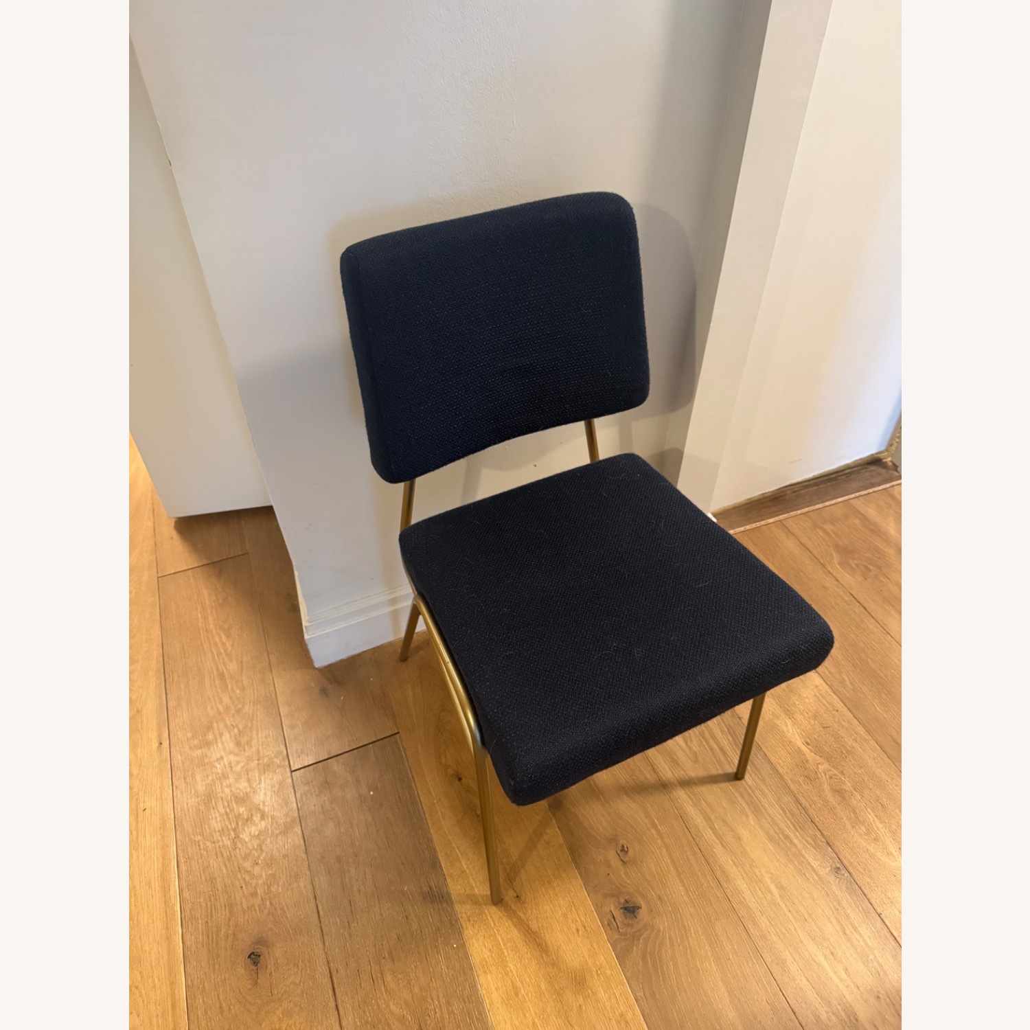 West Elm Blue Fabric Wire Frame Dining Chairs - image-2