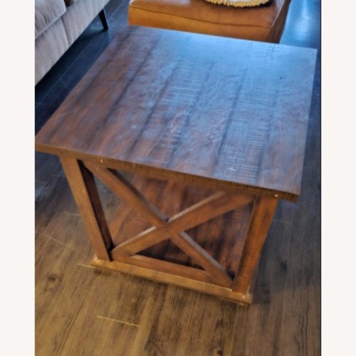 Used Ashley Dark Brown Wood Side Table for sale on AptDeco
