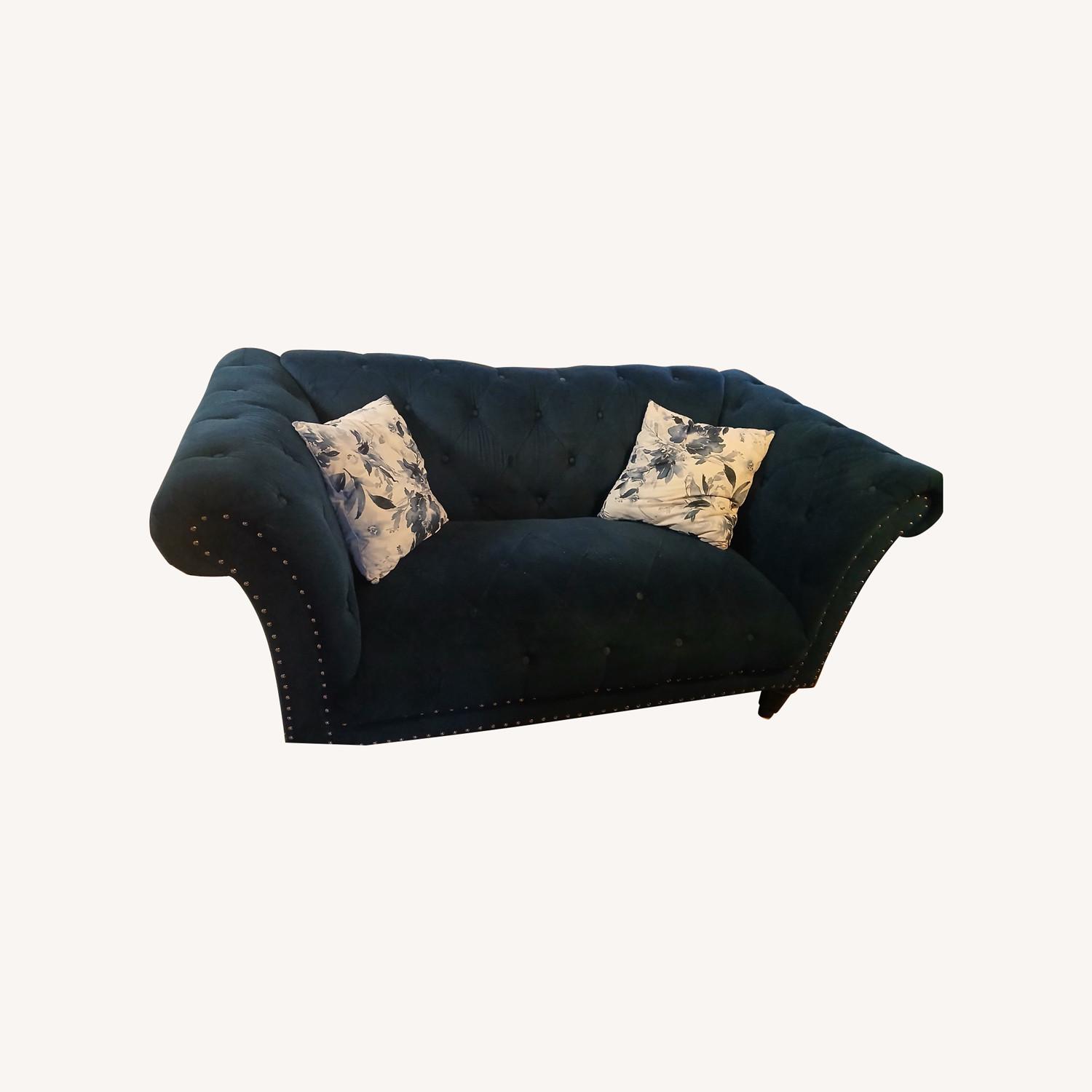 Blue Suede Loveseat - image-0