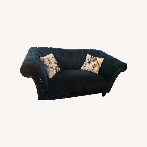 Used Blue Suede Loveseat for sale on AptDeco