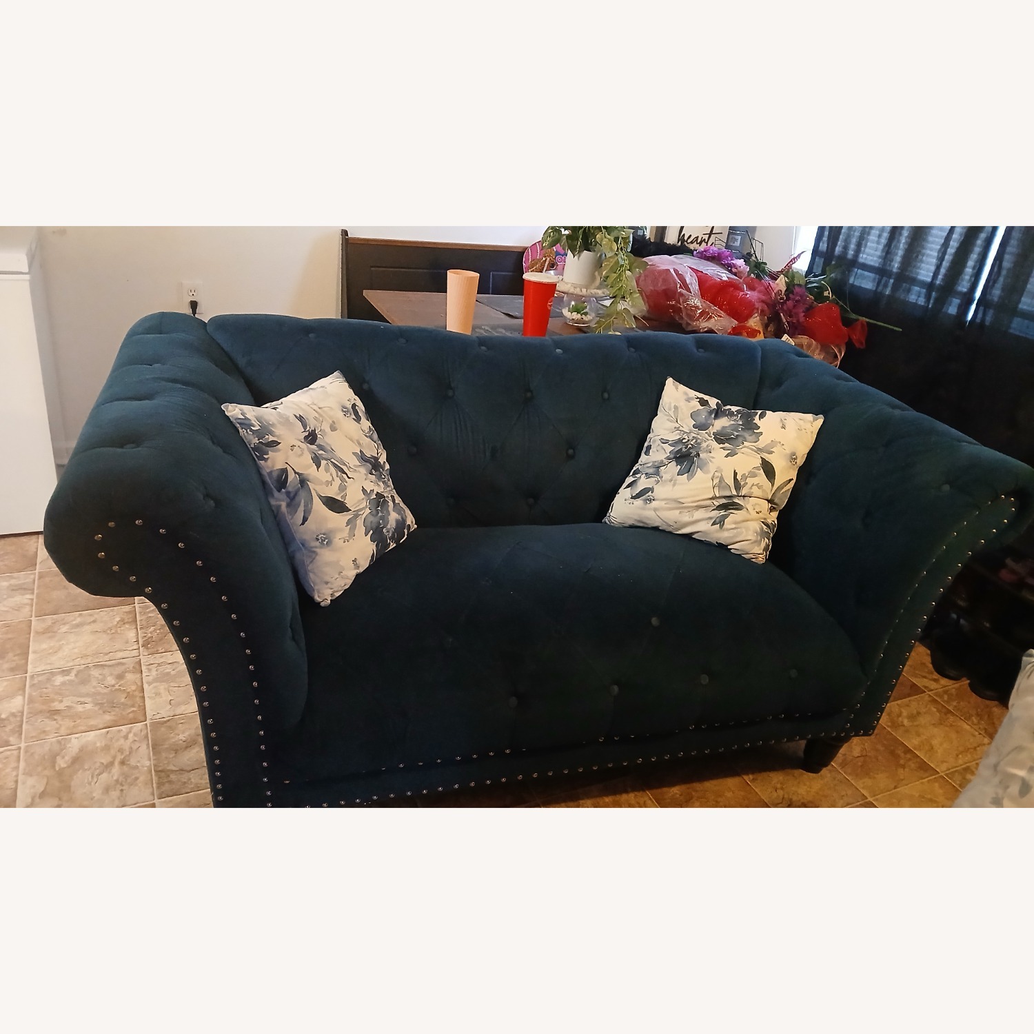 Blue Suede Loveseat - image-0