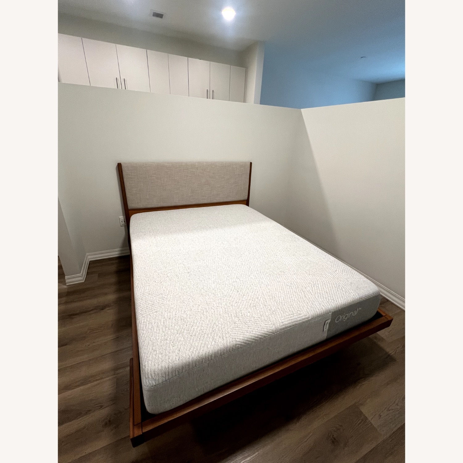 West Elm Modern Dark Brown Wood Queen Bed - image-2