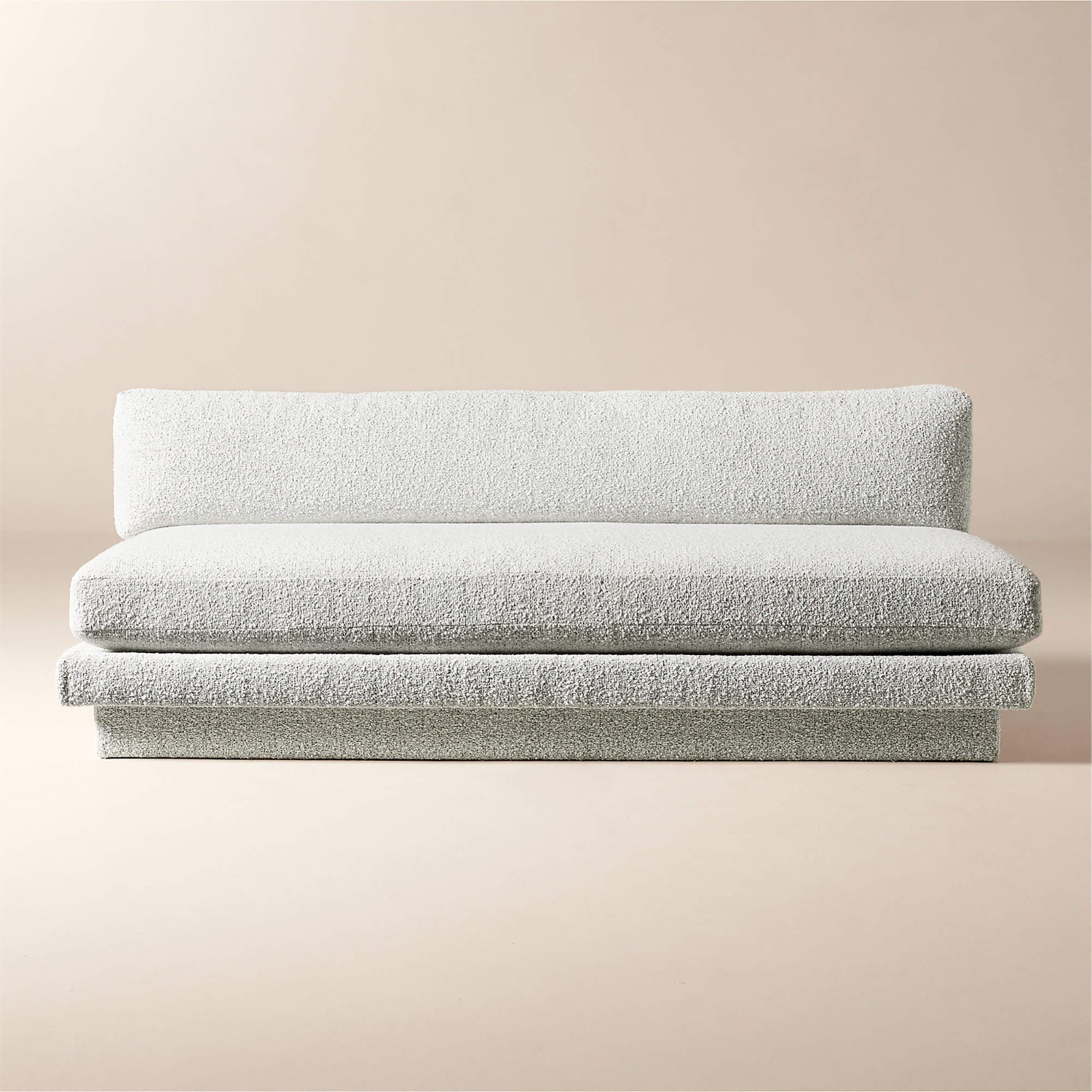 CB2 Plinth White Boucle Sleeper Sofa - image-0