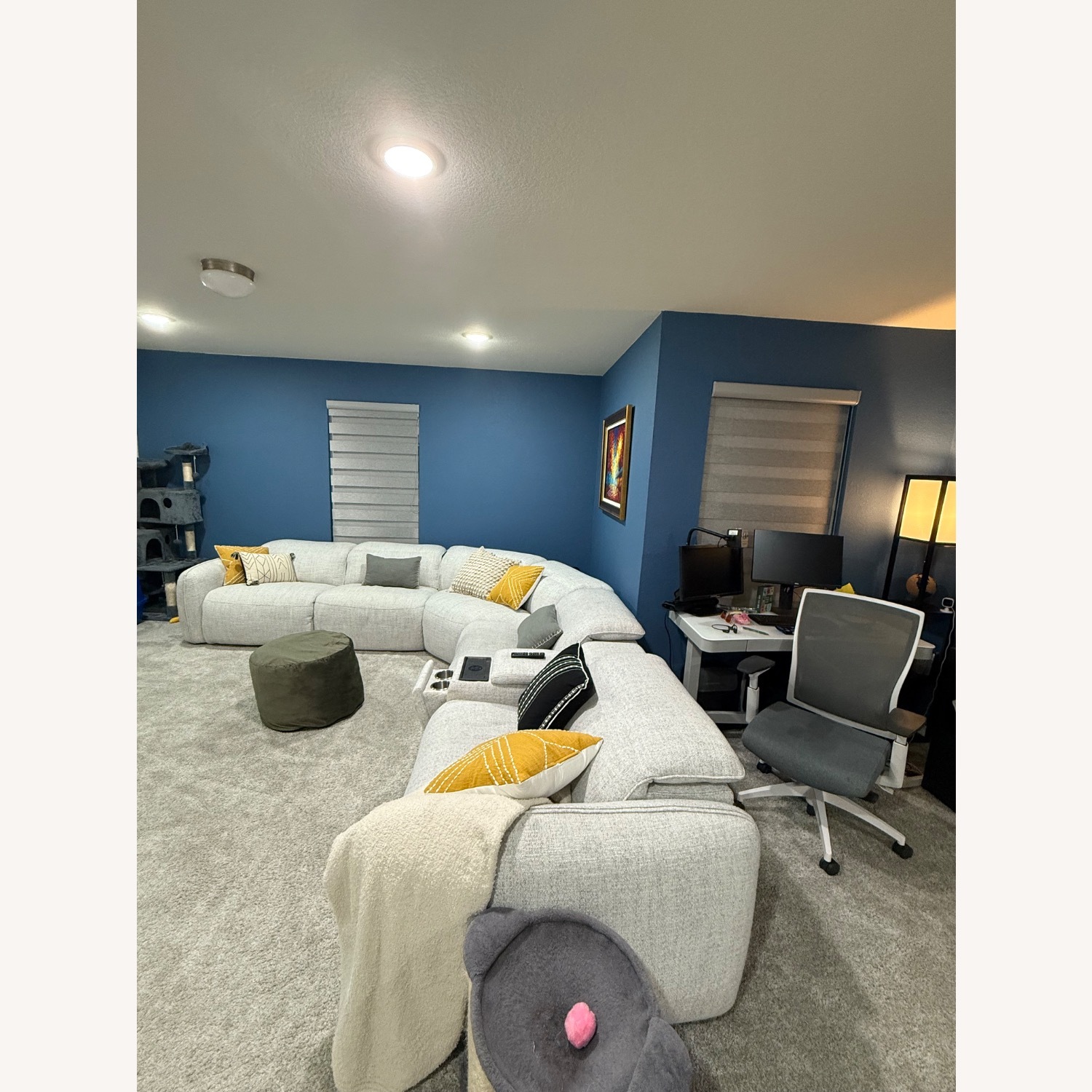 Ashley Furniture White Fabric 3+ Piece Sectional - image-2