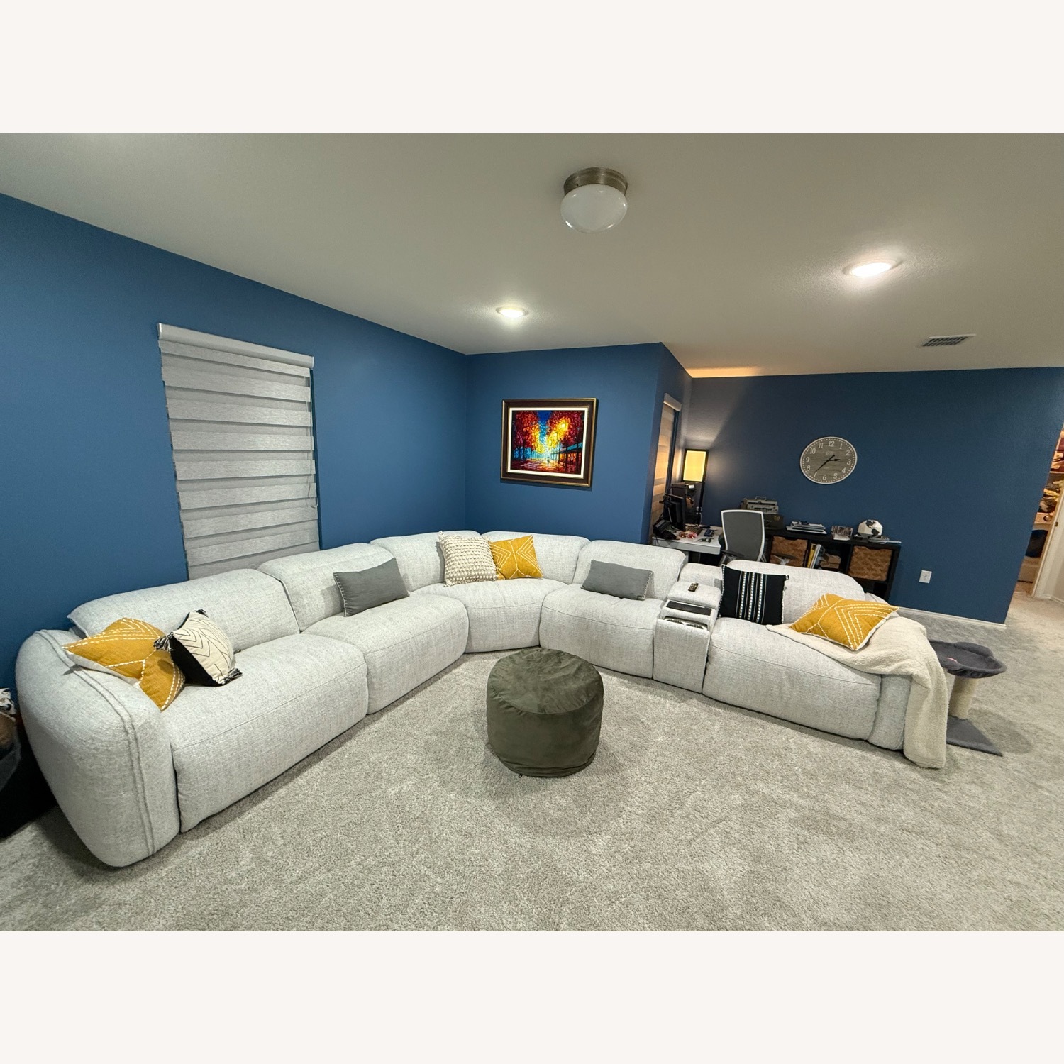 Ashley Furniture White Fabric 3+ Piece Sectional - image-1