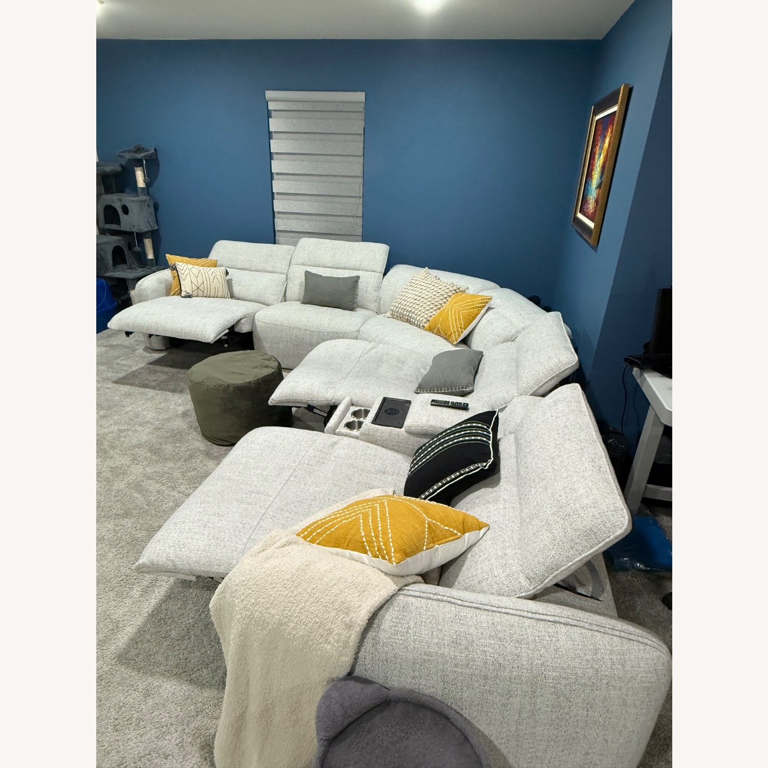 Ashley Furniture White Fabric 3+ Piece Sectional - image-4