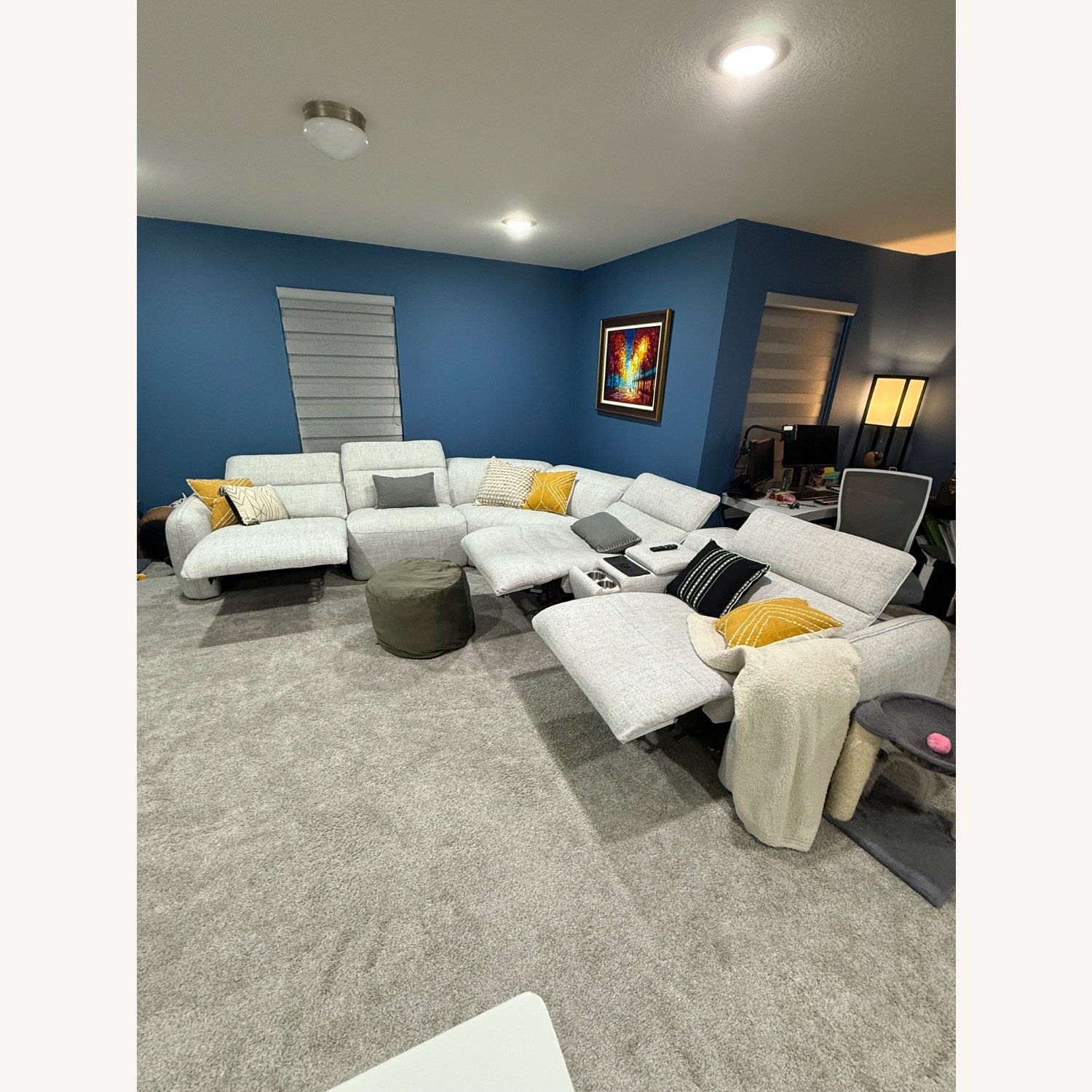 Ashley Furniture White Fabric 3+ Piece Sectional - image-0