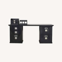 Pottery Barn Bedford Executive Black Wood Desk