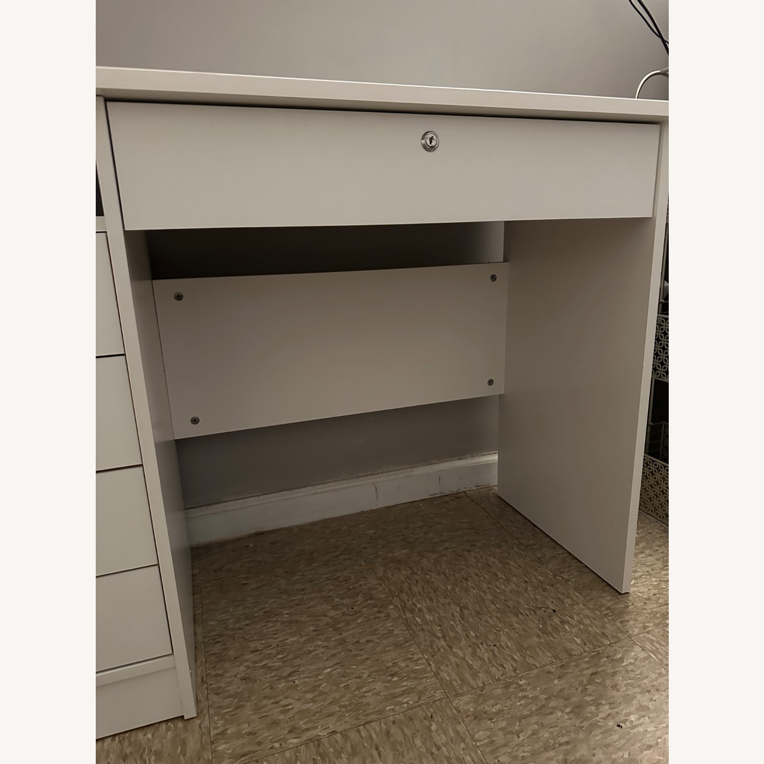 Tvilum White Wood Veneer Desk - image-3