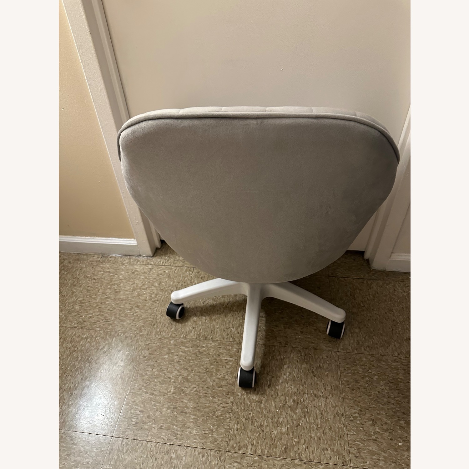Light Gray Velvet Office Chair - image-3