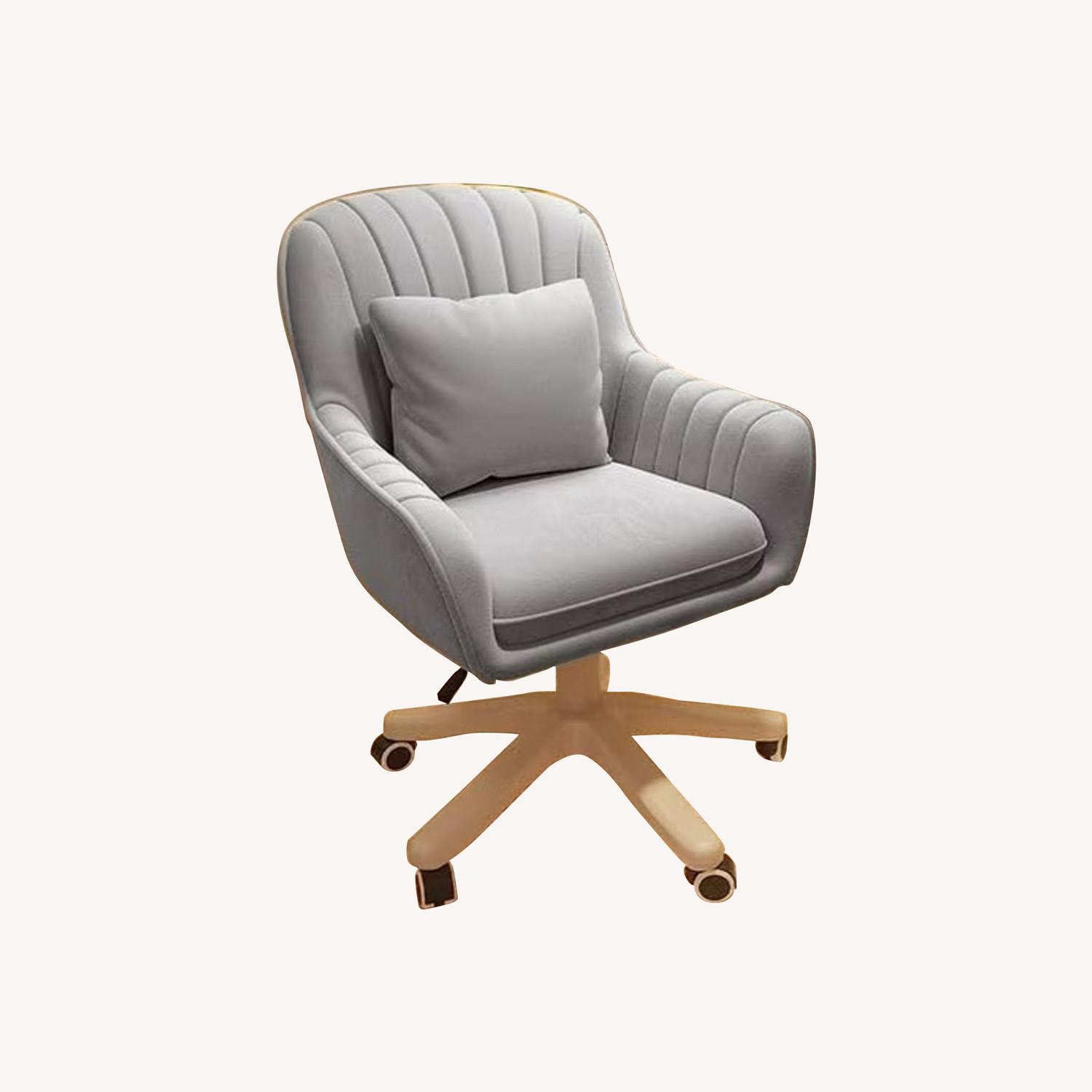Light Gray Velvet Office Chair - image-0