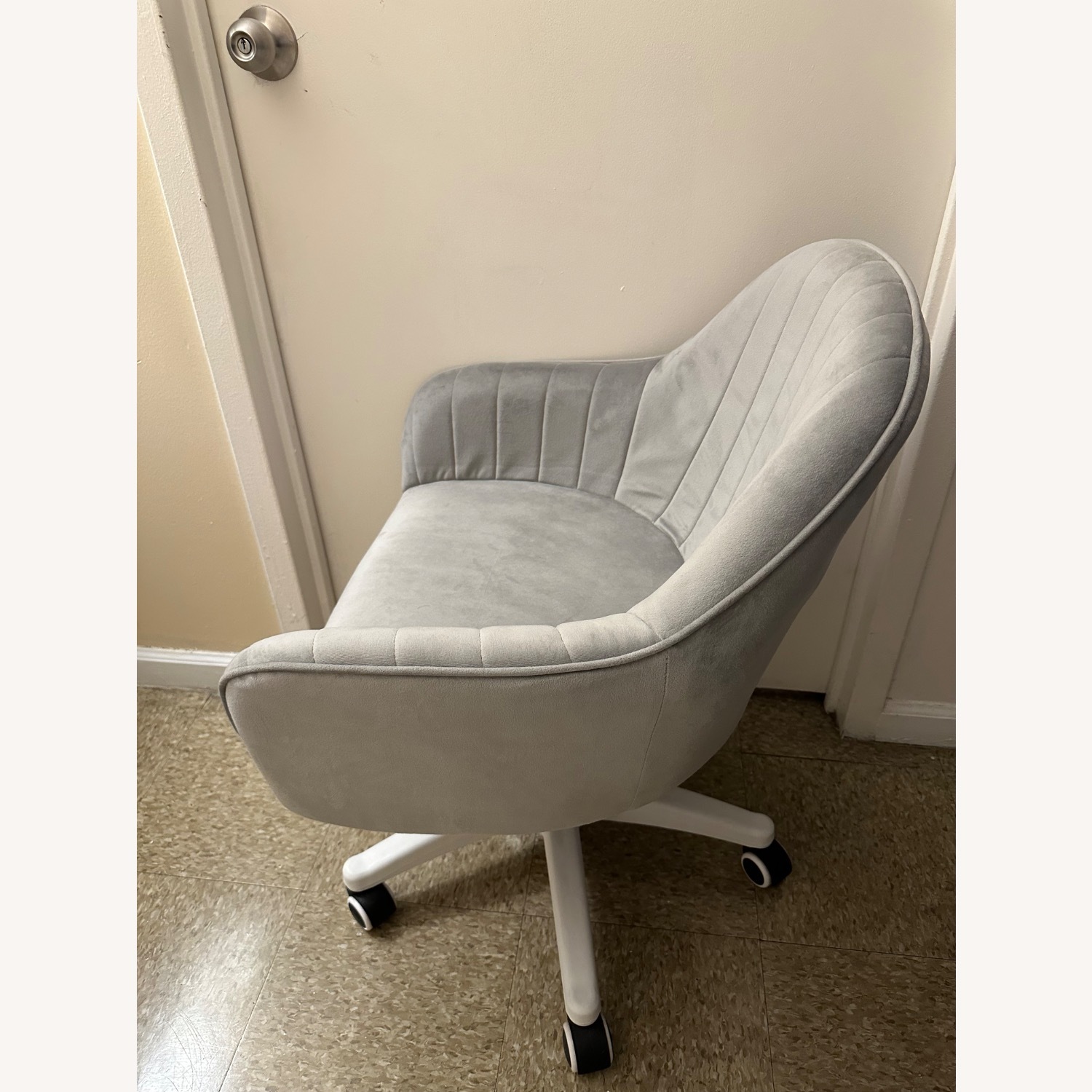 Light Gray Velvet Office Chair - image-2