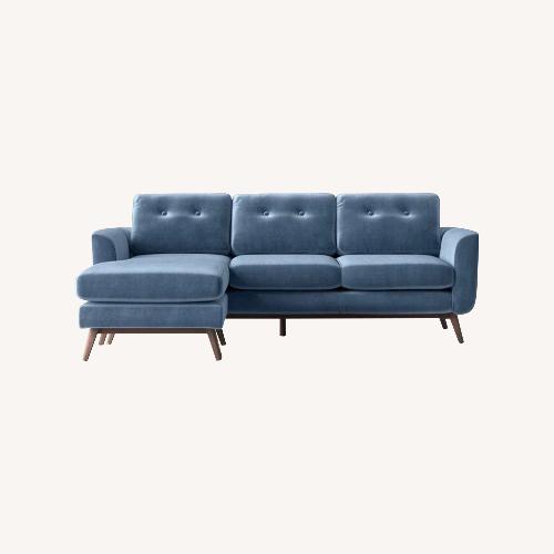 Used Sofa Velvet Blue W Reversible Chaise for sale on AptDeco