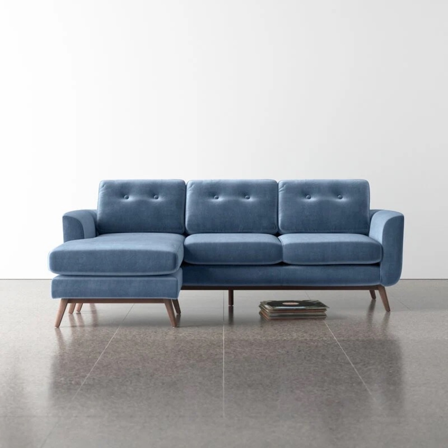 Sofa Velvet Blue W Reversible Chaise - image-3