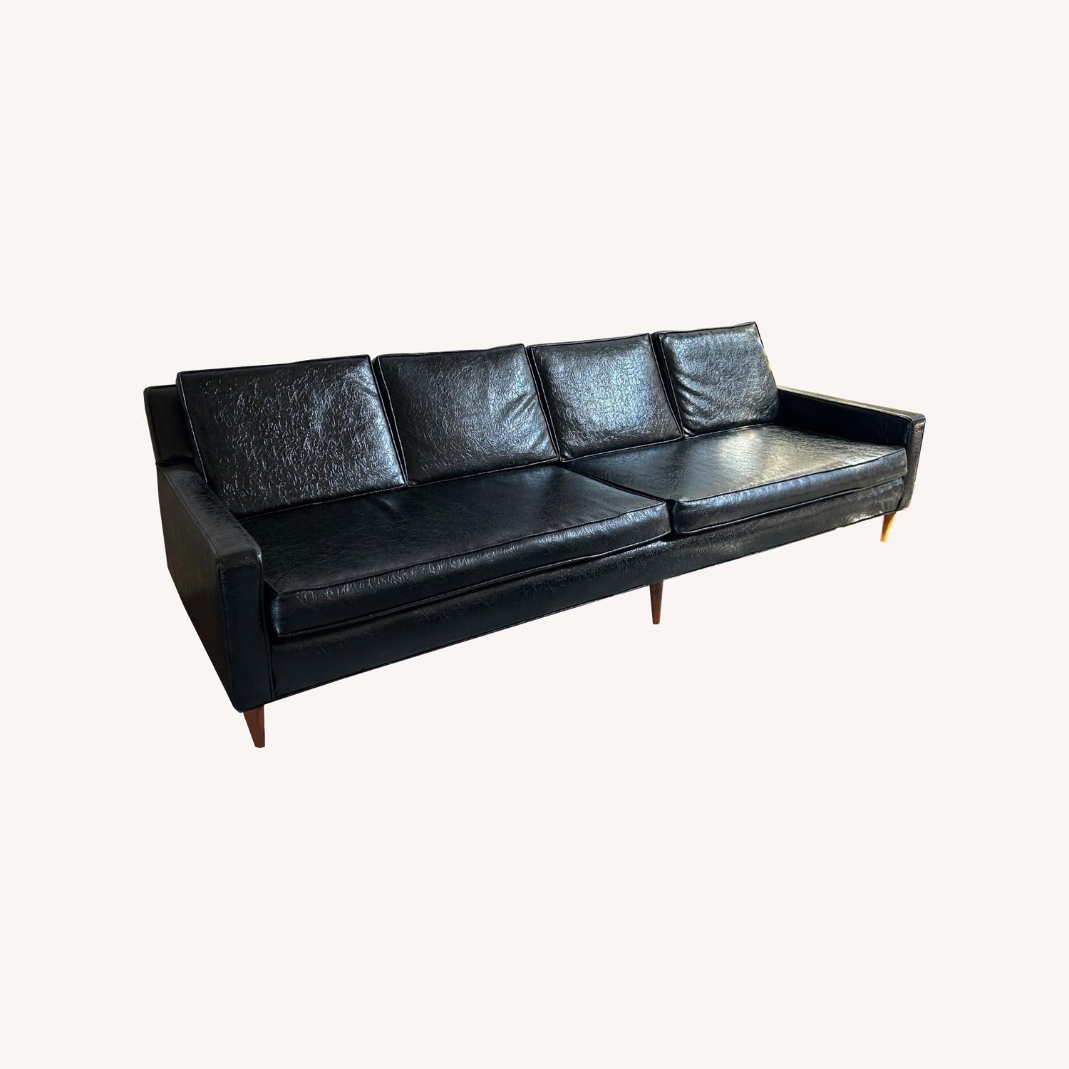 Vintage/Antique Black Vinyl 3+ Seater Sofa - image-0