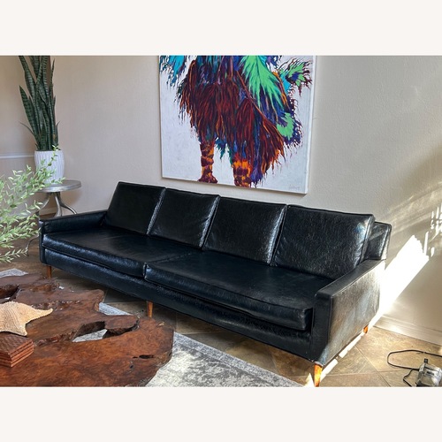 Used Vintage/Antique Black Vinyl 3+ Seater Sofa for sale on AptDeco