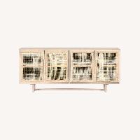 Crate & Barrel Natural Rattan Media Storage