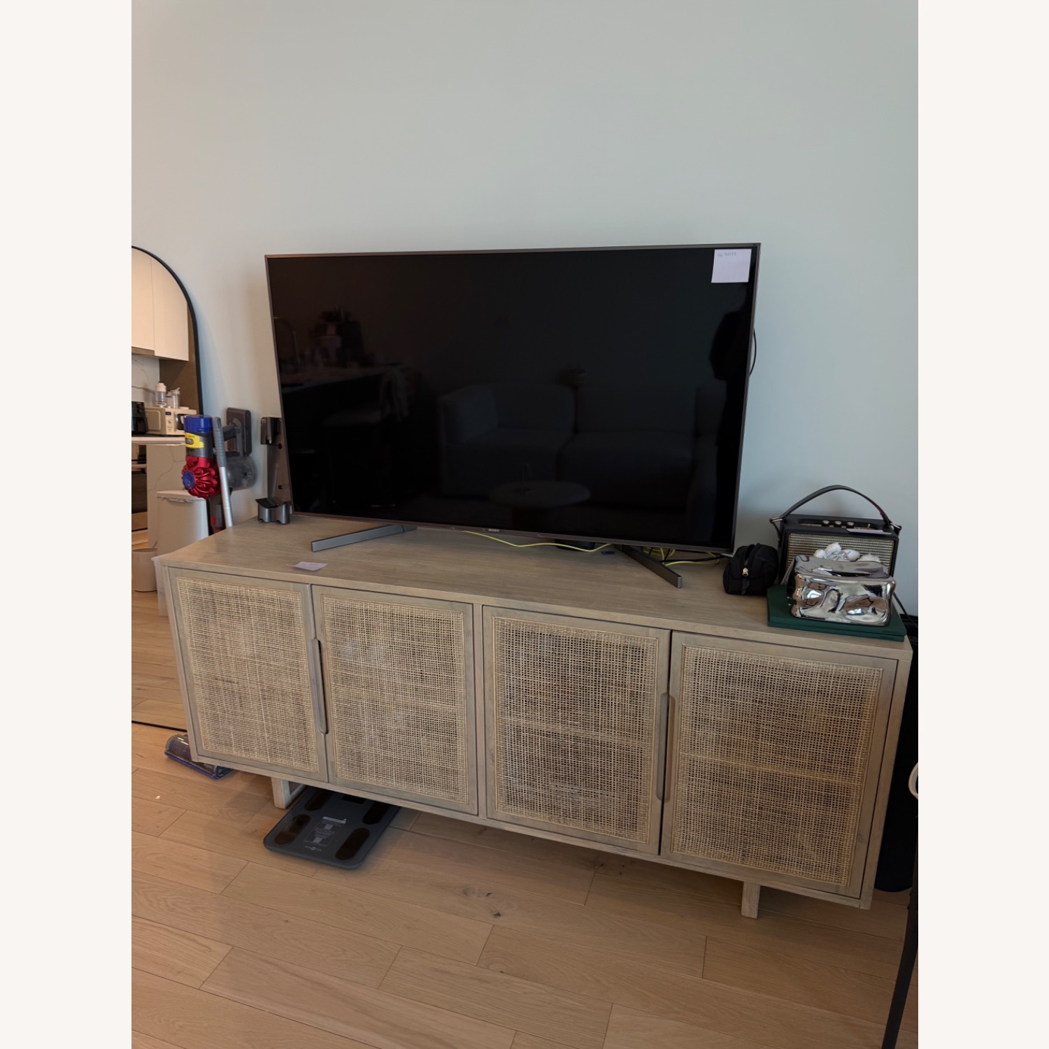 Crate & Barrel Natural Rattan Media Storage - image-2