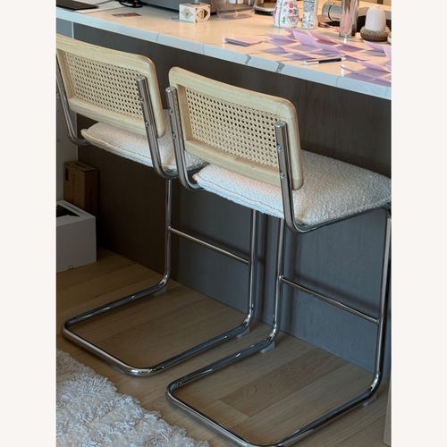 Used Amazon Counter Stool White Boucle Stools for sale on AptDeco