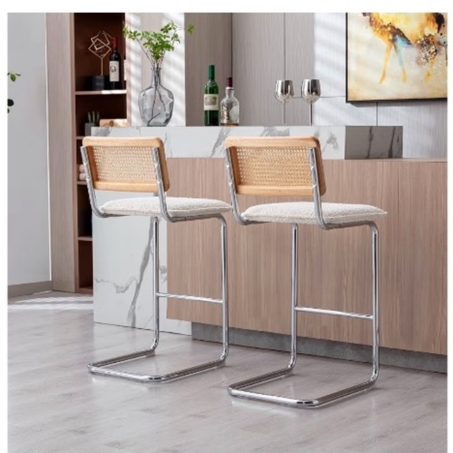 Amazon Counter Stool White Boucle Stools - image-3