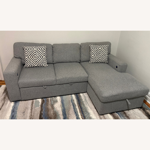 Used Bob's Discount 3-Piece Sleeper Chaise Sectional & Swivel Chair for sale on AptDeco