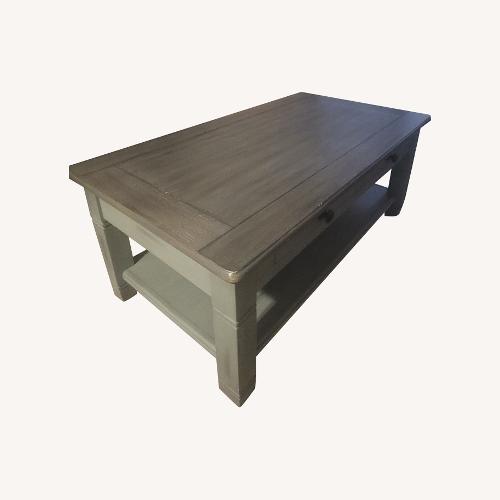 Used Light Gray Wood Coffee Table for sale on AptDeco