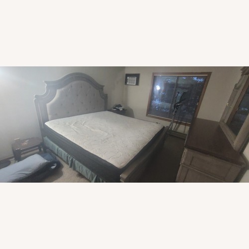 Used Light Gray Fabric Queen Bed for sale on AptDeco