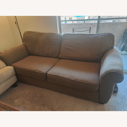 Used Alan White Dark Brown Fabric 3+ Seater Sofa for sale on AptDeco