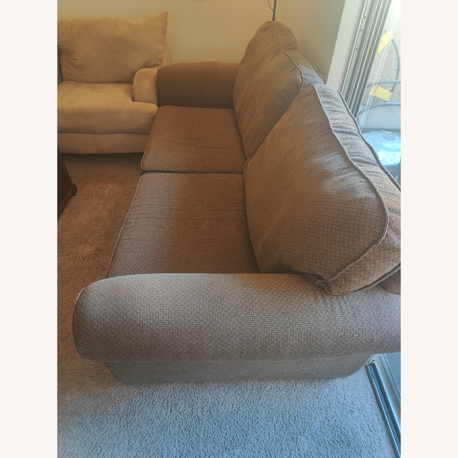 Alan White Dark Brown Fabric 3+ Seater Sofa - image-3