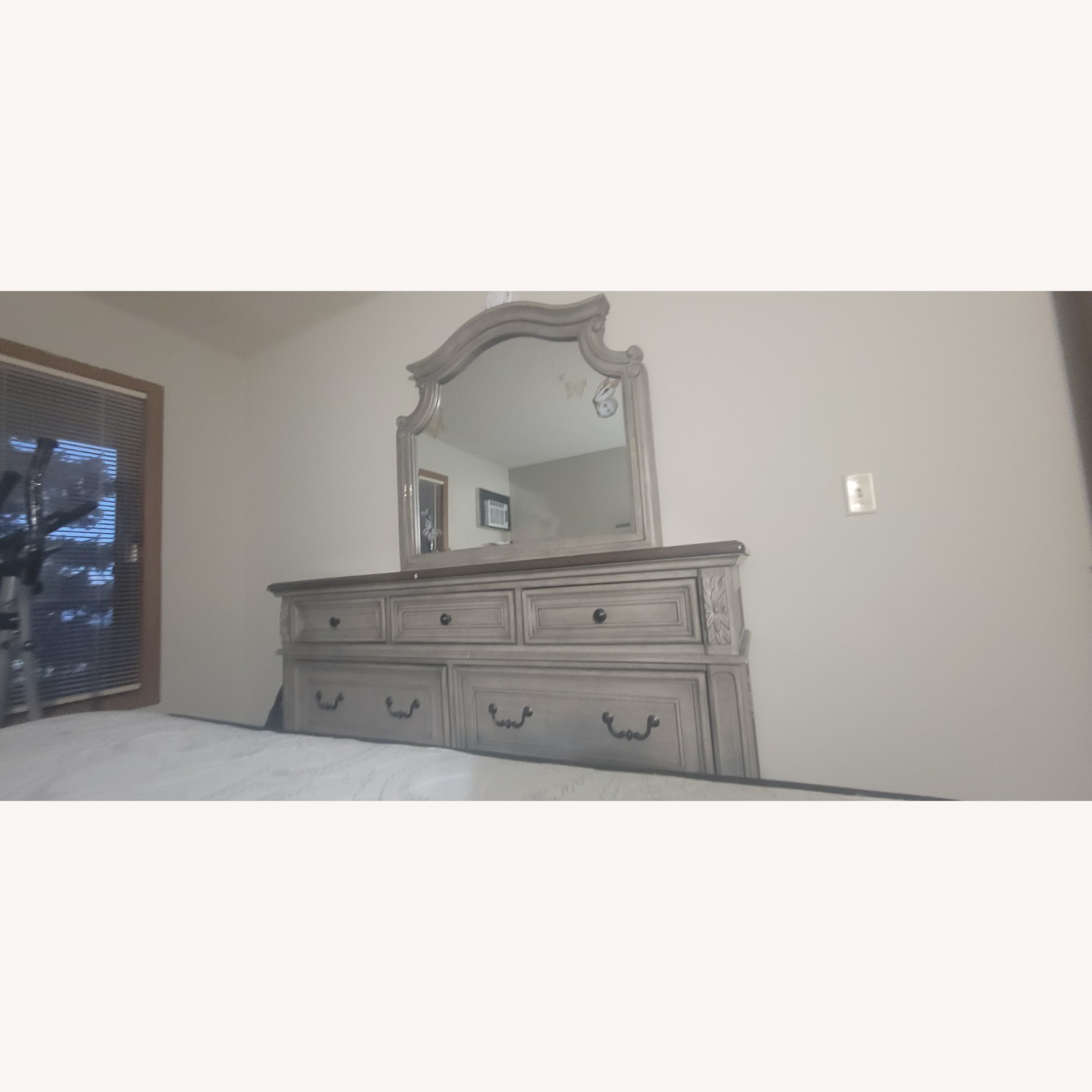Light Gray Wood Dresser - image-2