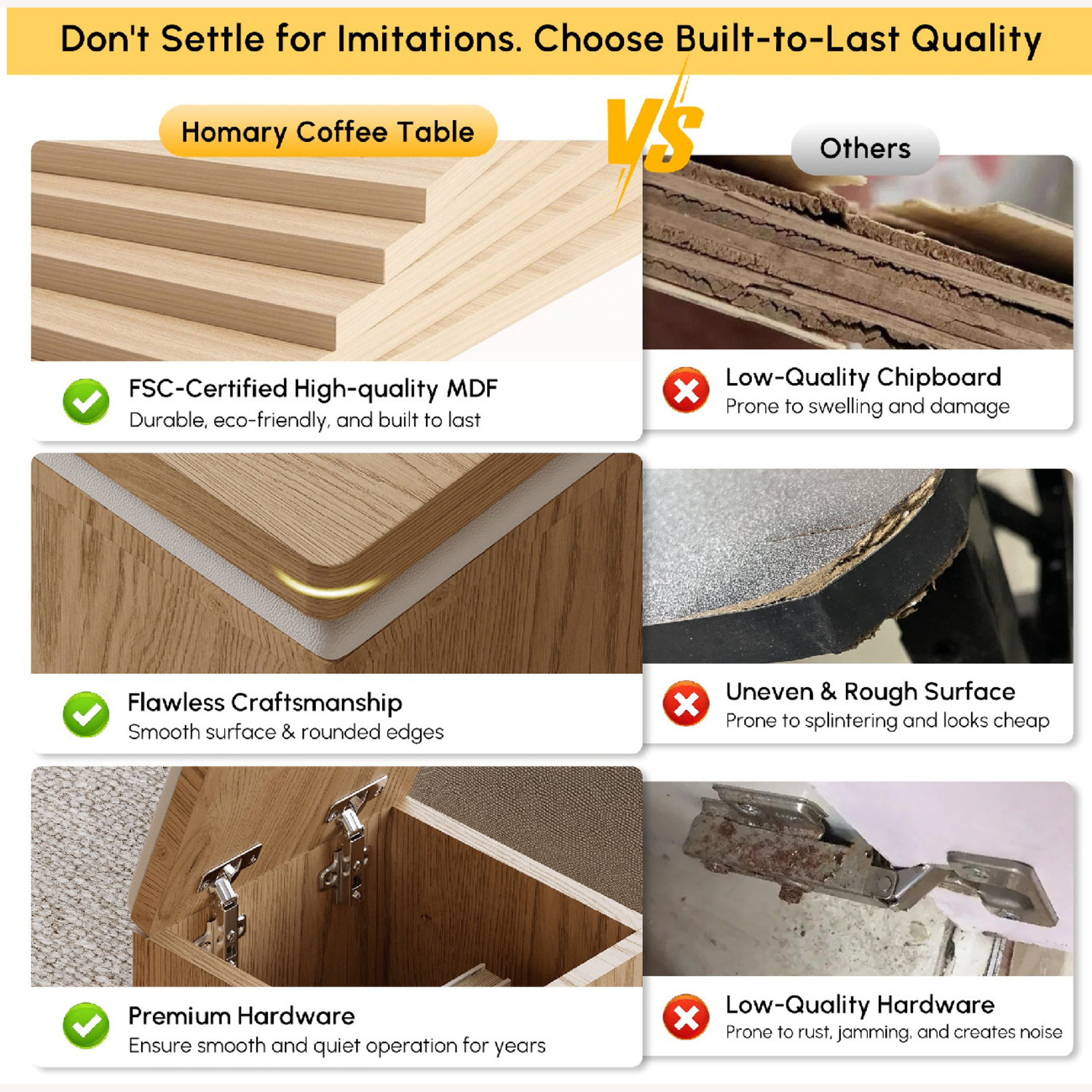 Lift-Top Foldable Coffee Table, 4 Stools & Storage - image-4