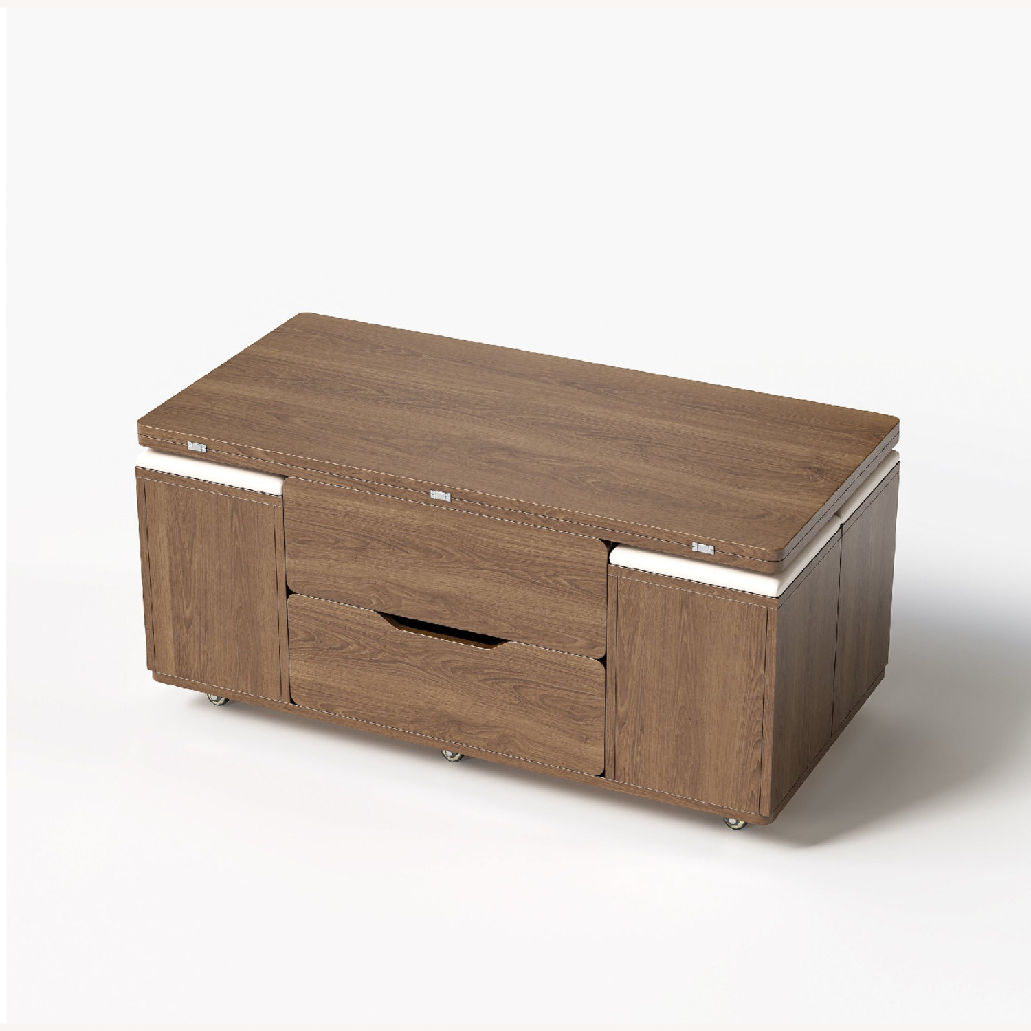 Lift-Top Foldable Coffee Table, 4 Stools & Storage - image-3