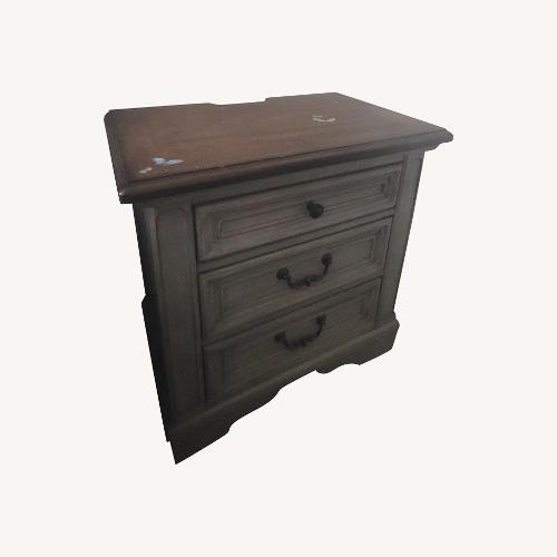 Used Light Gray Wood Nightstand for sale on AptDeco