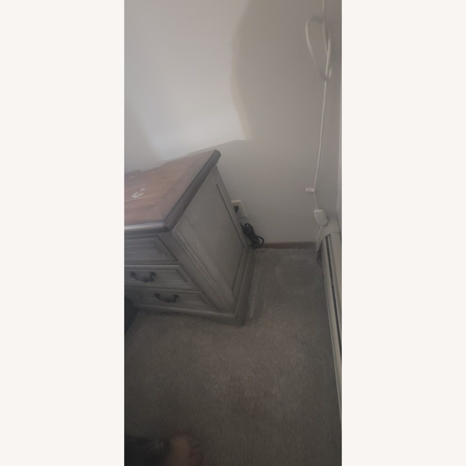 Light Gray Wood Nightstand - image-2