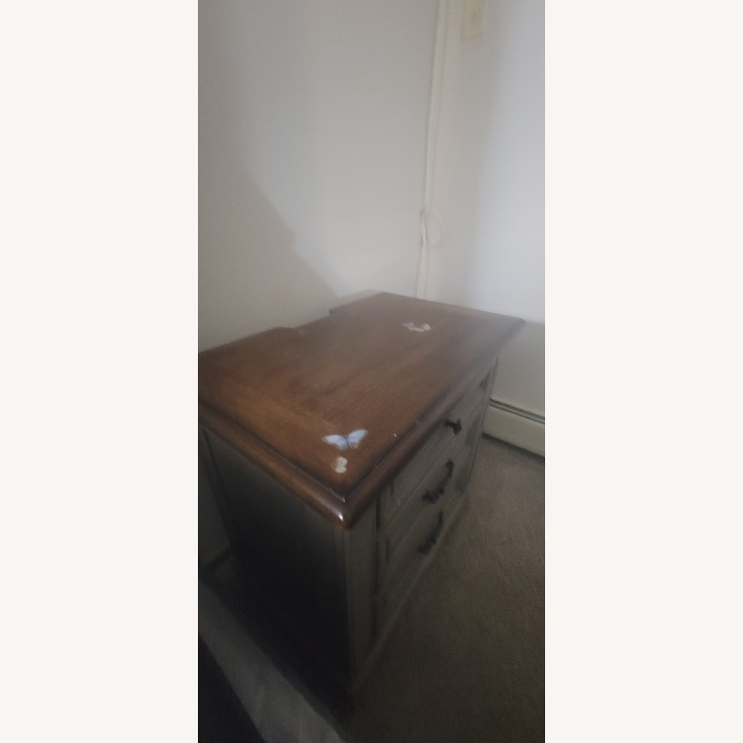 Light Gray Wood Nightstand - image-4