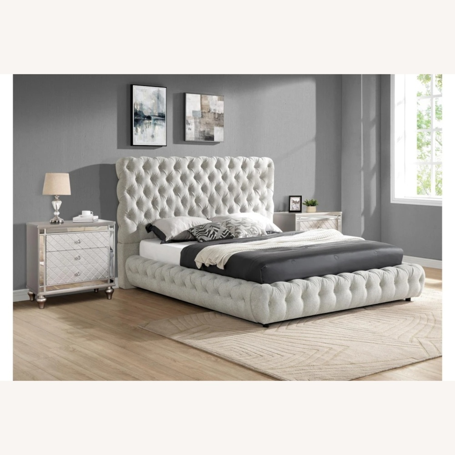 Living Spaces Light Gray Fabric Headboard - image-0