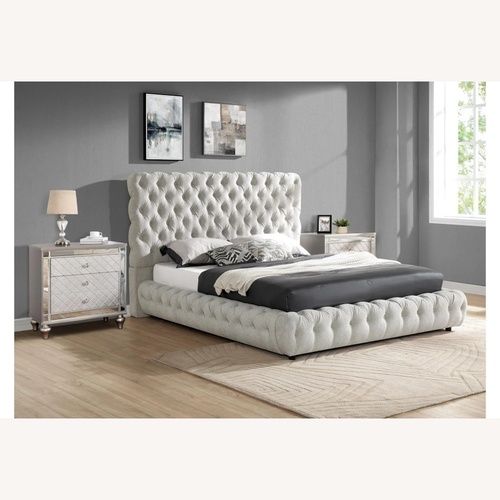 Used Living Spaces Light Gray Fabric Headboard for sale on AptDeco