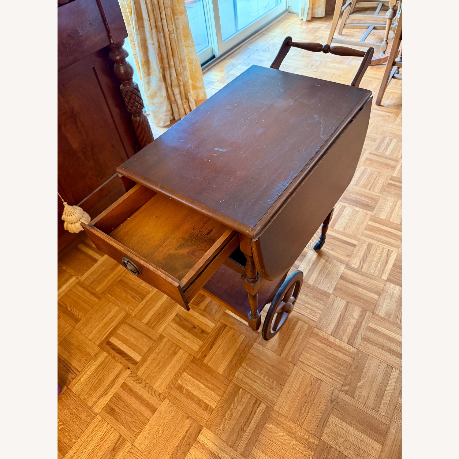 Vintage/Antique Drop Leaf Tea Serving Cart - image-4