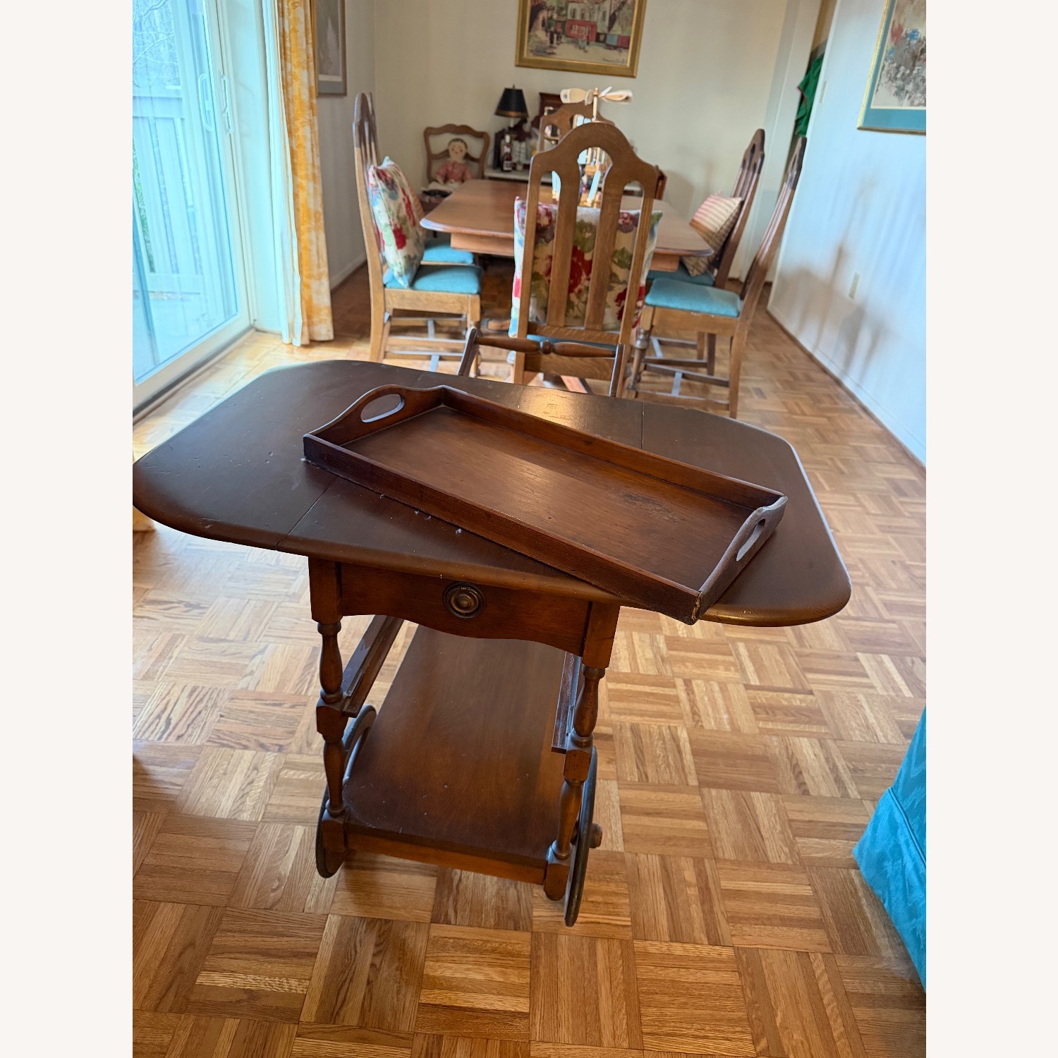 Vintage/Antique Drop Leaf Tea Serving Cart - image-3