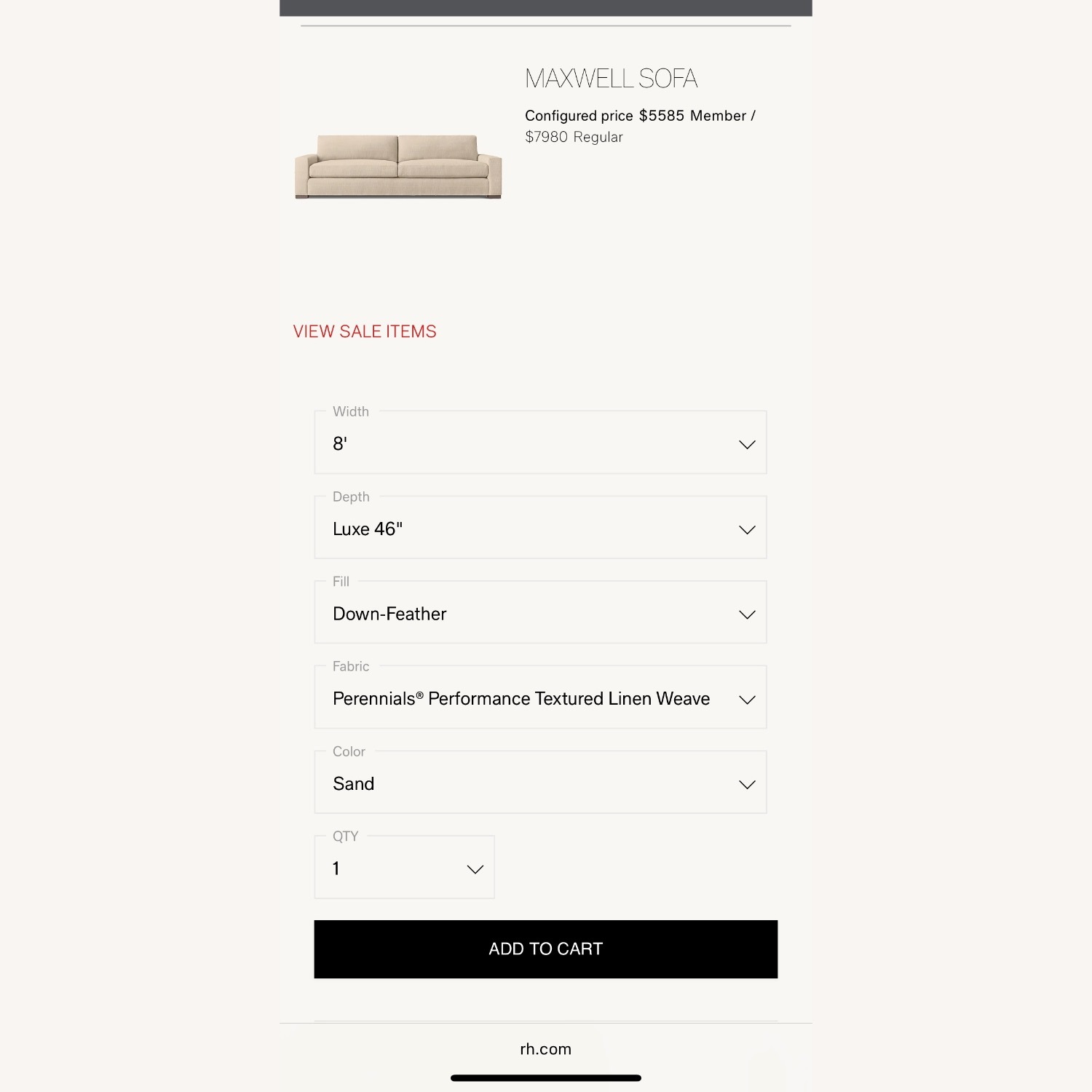 Restoration Hardware Maxwell Luxe 8' Sofa - image-3