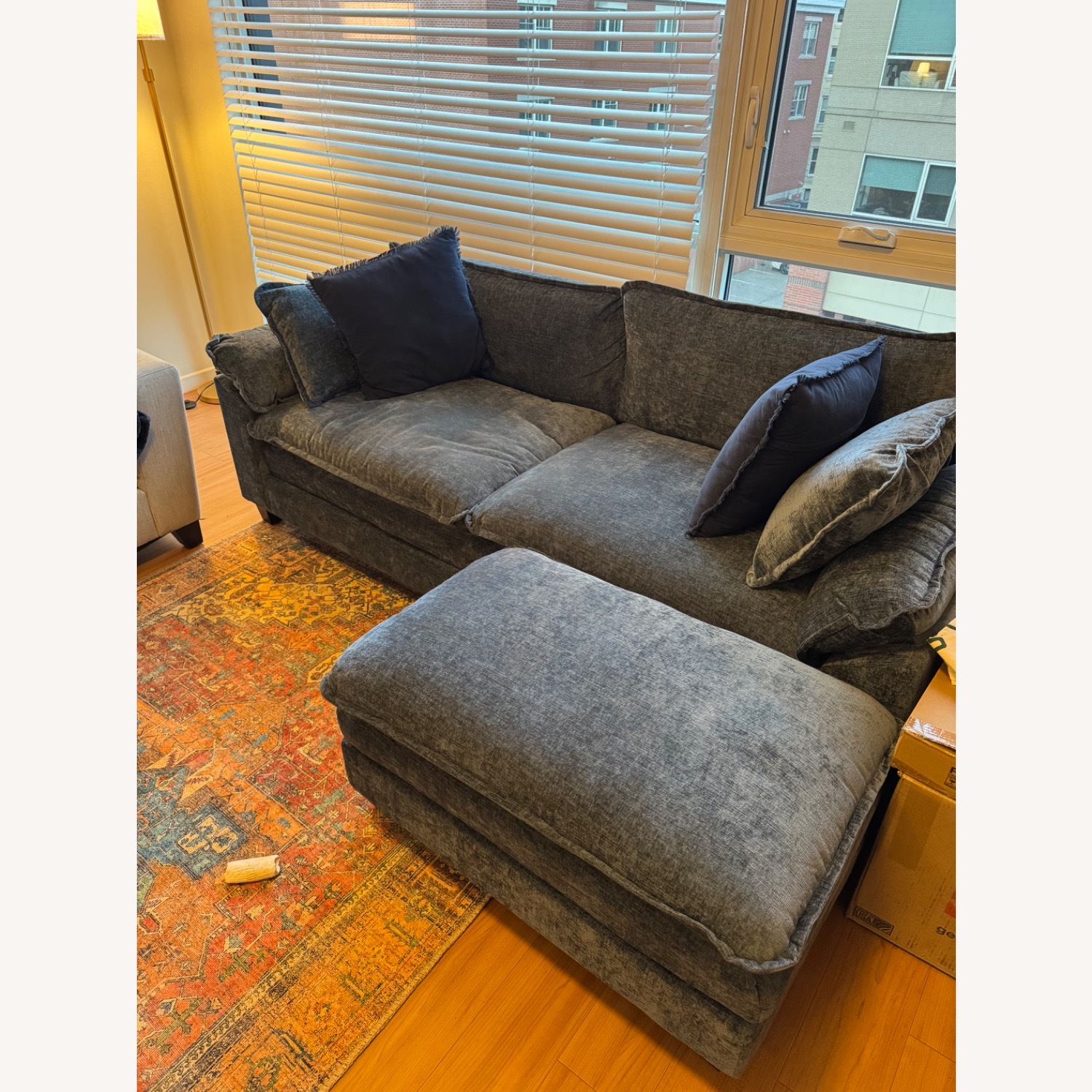 Blue Velvet 2 Piece Sectional - image-2