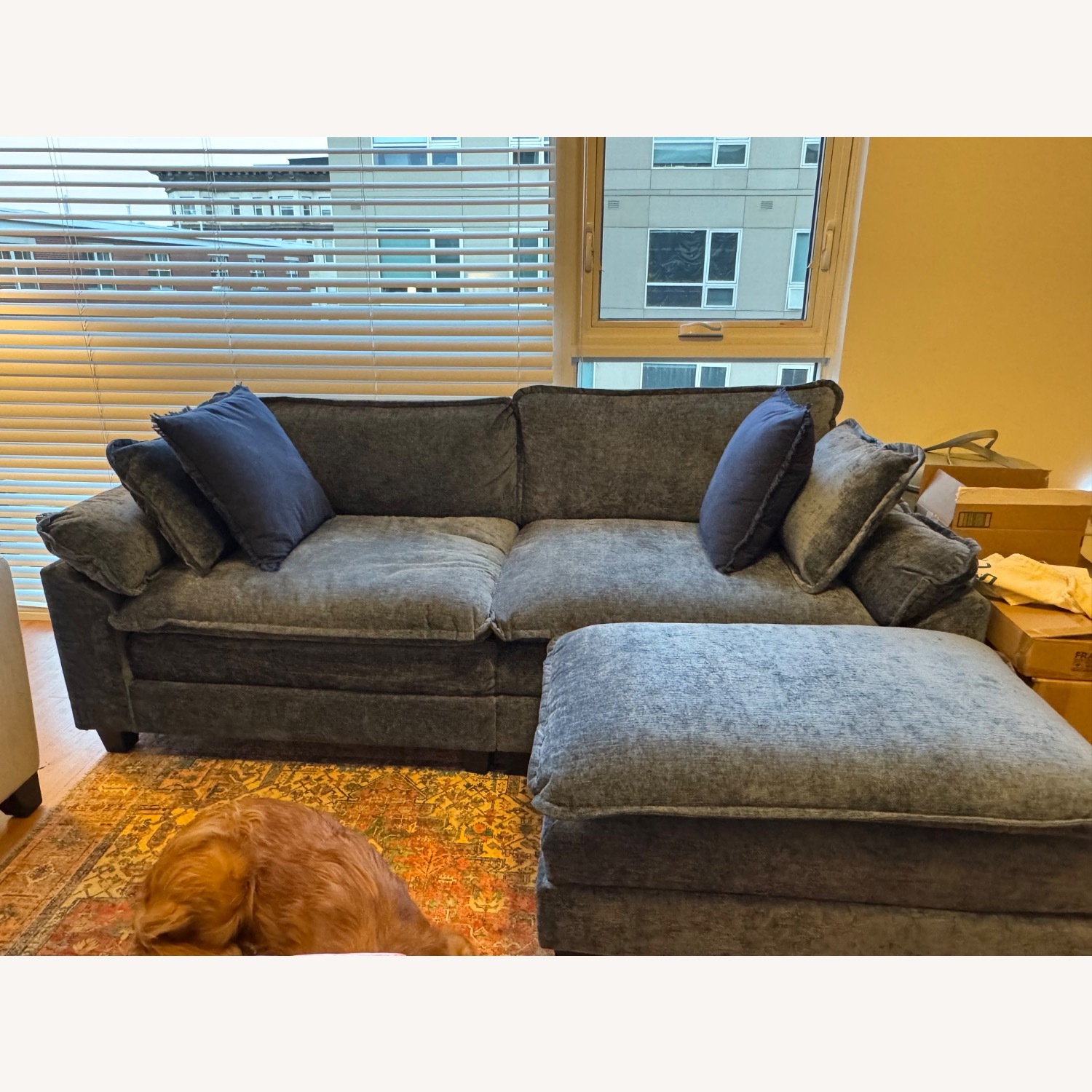 Blue Velvet 2 Piece Sectional - image-5